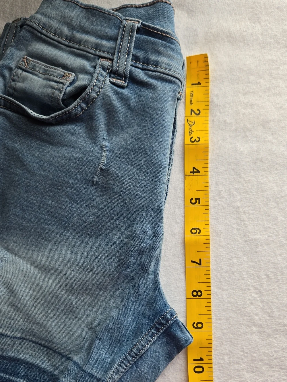 Justice Light Wash Distressed Jean Shorts High Waisted Button Fly Sz 12